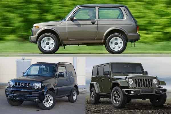 Внедорожники: Lada 4x4 Нива, Suzuki Jimny, Jeep Wrangler